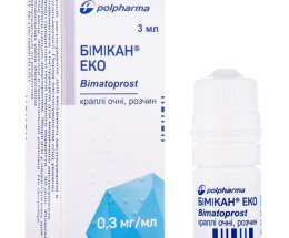 Бімікан ЕКО очні краплі 0,3 мг/мл по 3 мл