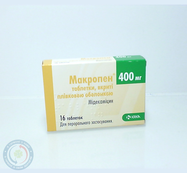 Макропен таблеткивкриті оболонкою 0,4 №16