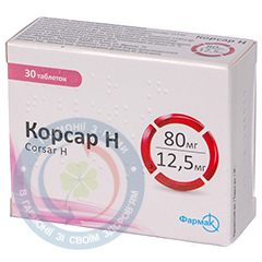 Корсар Н таблетки вкриті оболонкою 80мг/12,5мг №30