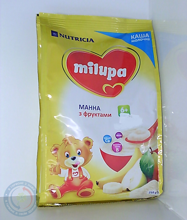 Мілупа каша молочн. Манна з фруктами 210г.