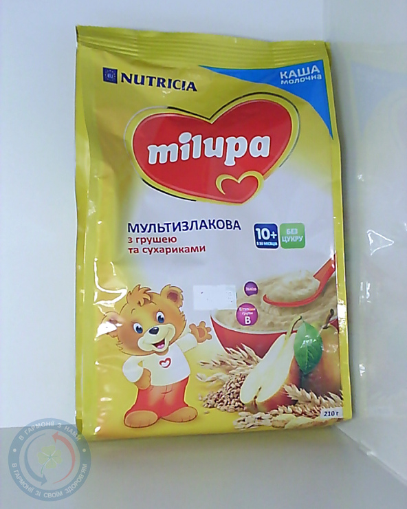 Мілупа каша молочн. Мультизлакова з грушею 210г.