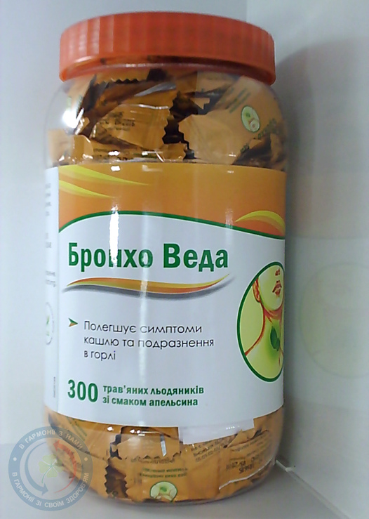Бронхо Веда зі смаком Апельсину льодяники трав'яні №300