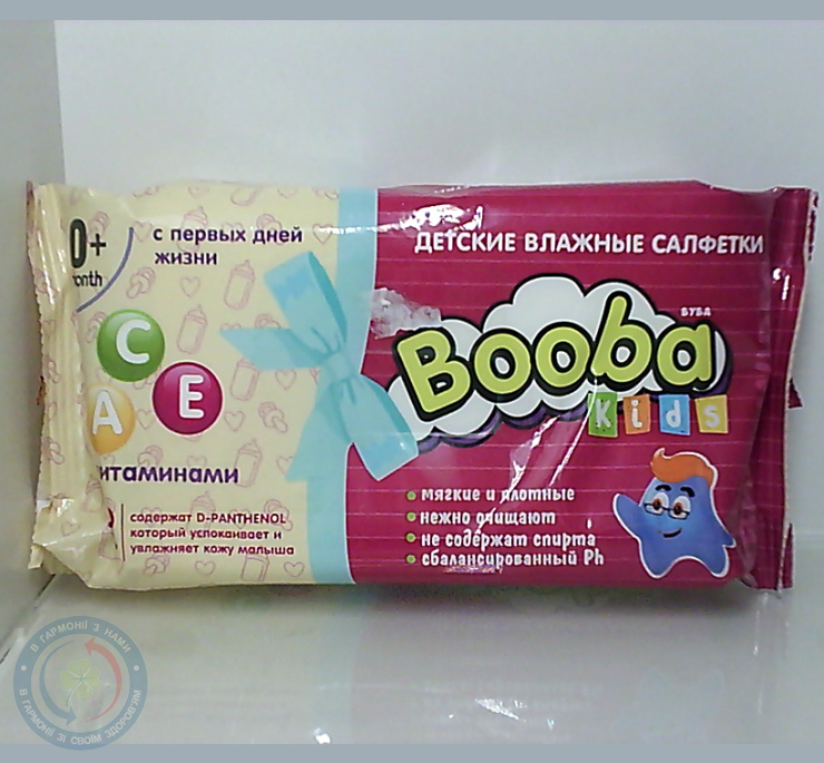 Вологі серветки Booba для догляду з пер дн. №72