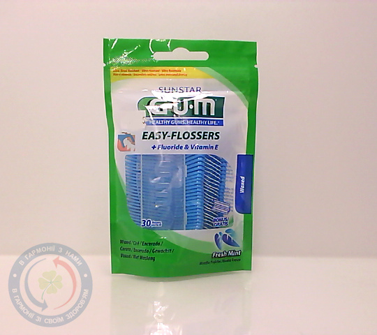 Зубна нитка Gum Easy Flossers з фторидом 30 шт.