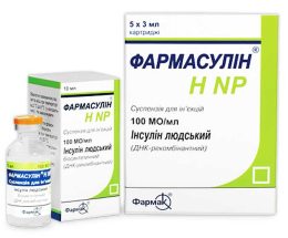 Інсулін Фармасулін H NP суспензіядля інєкцій 100 МО/мл 3мл карт. №5
