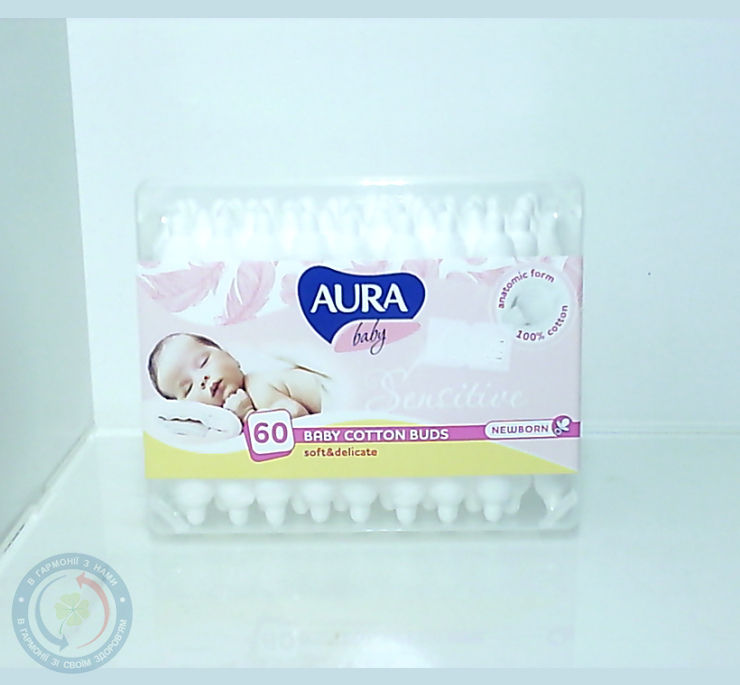 Ватні палички Aura Baby квадрат з обмеж. №60