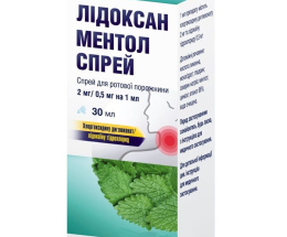 Лідоксан спрей Ментол 2мг/0.5мг на 1мл 30мл фл.