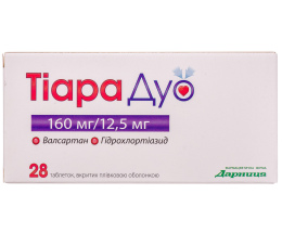 Тіара Дуо таблетки вкриті оболонкою 160мг/12,5мг №28