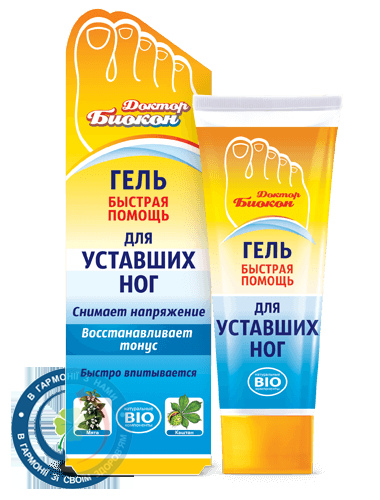 Доктор Біокон Швидка допомога гель д/втомлених ніг 100,0