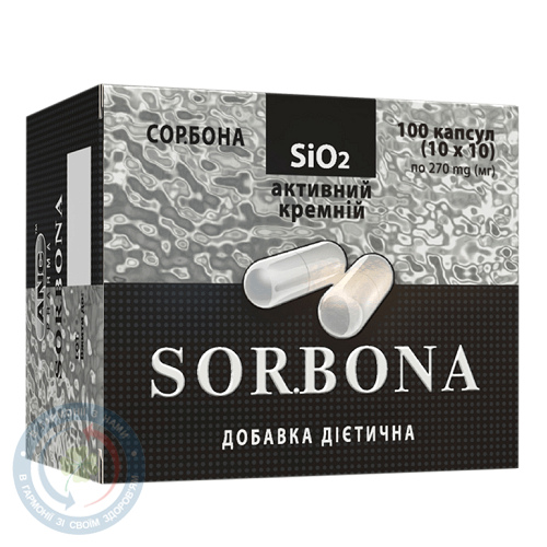 Вугілля активний кремній Sor.Bona капсули170мг №20