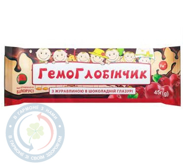 Гемоглобінчик с клюквой в шоколад.глазури 40г