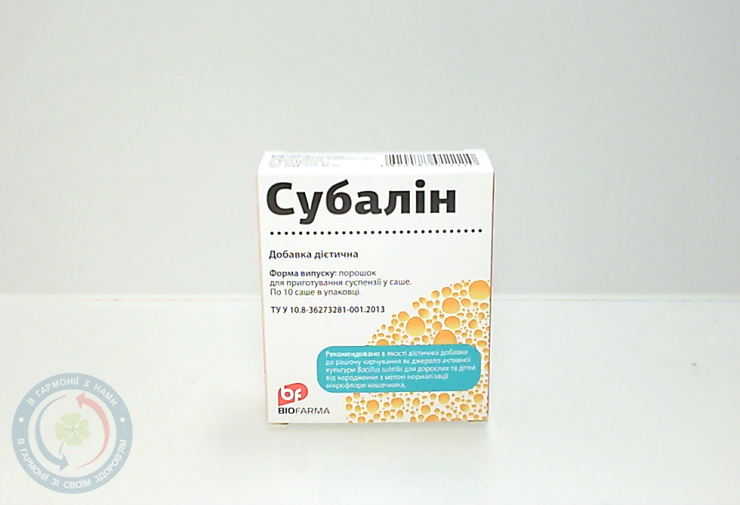 Субалін сухий пориста маса для оральної суспензії1доза №10