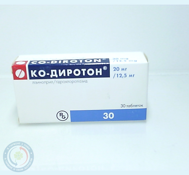 Ко-Диротон таблетки 20мг/12,5мг №30