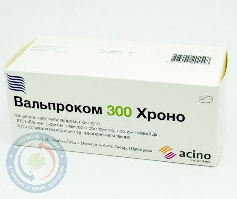 Вальпроком 300 хроно таблетки вкриті оболонкою пролонг. дії №100