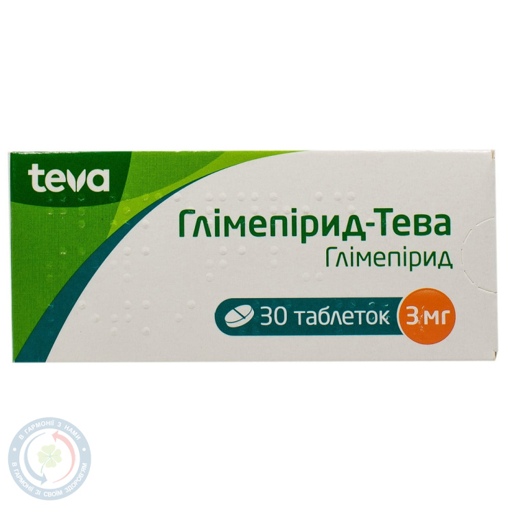 Глімепірид-Тева таблетки 4 мг №30