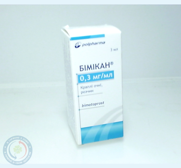 Бімікан очні краплі 0,3 мг/мл по 3 мл